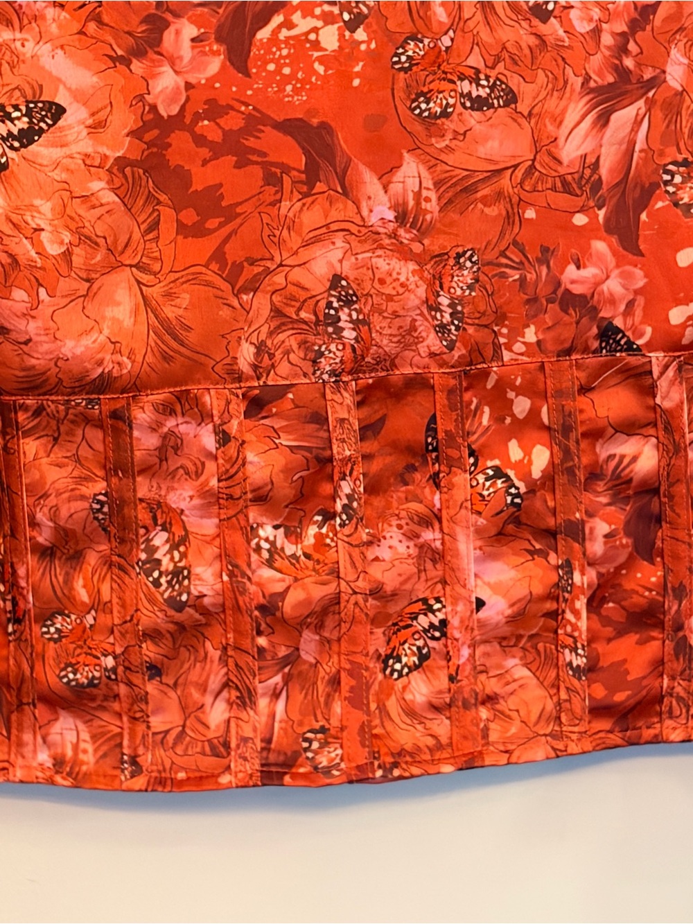 Floral Corset Blouse Butterfly Print Puff Sleeve Crop Top Size - Picture 10 of 10